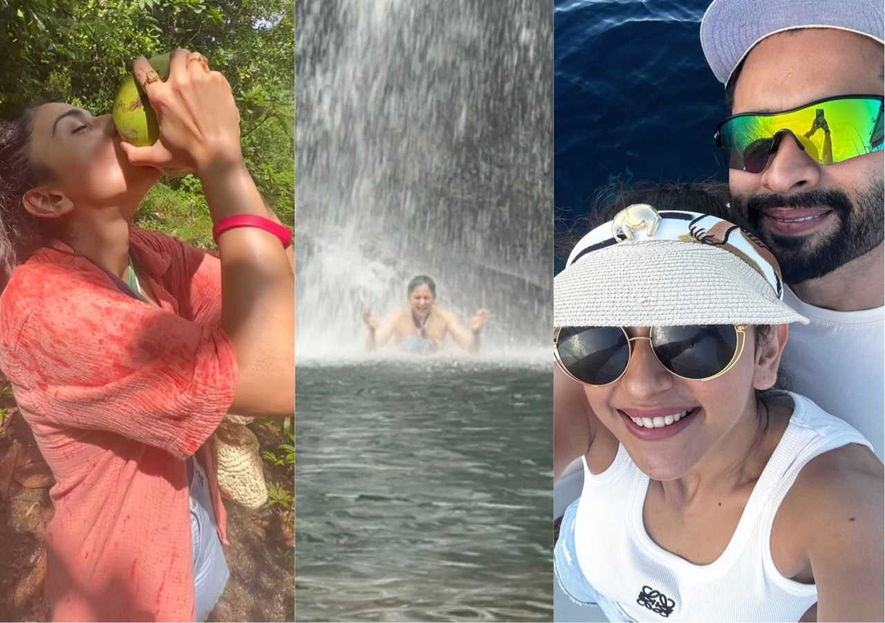 रकुल प्रीत ने नारियल पानी पीने का अनोखा तरीका किया शेयर